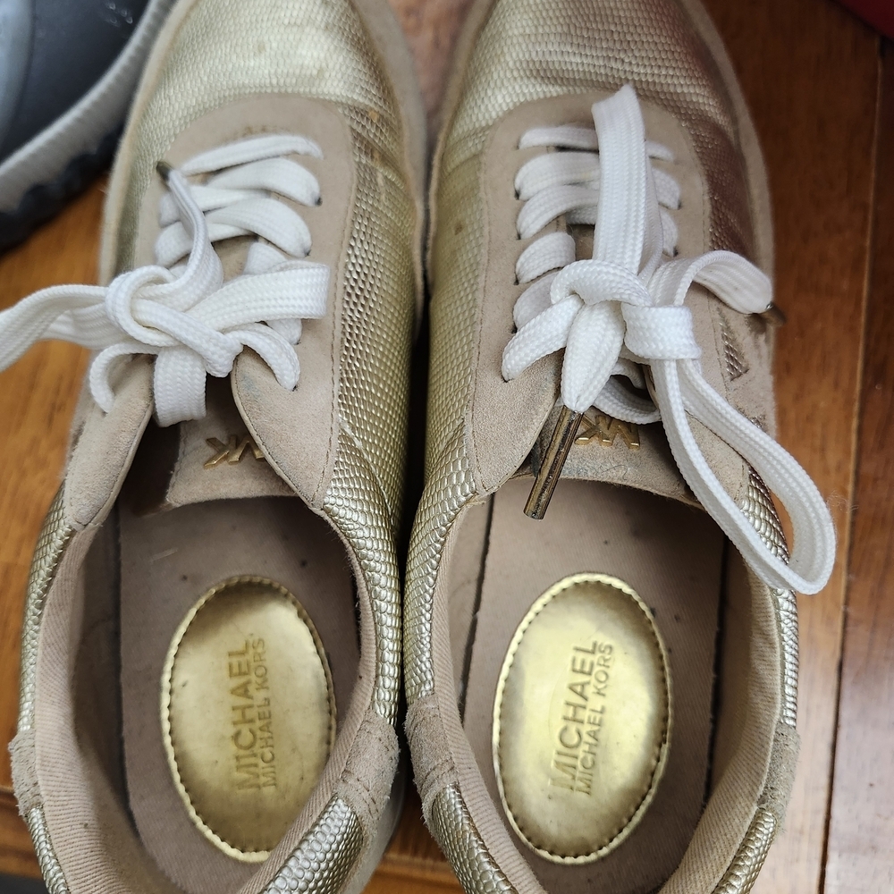 Michael Kors Gold and Tan Sneakers